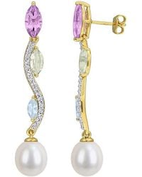 Rina Limor - Plated 4.56 Ct. Tw. Gemstone & 9-9.5Mm Pearl Earrings - Lyst