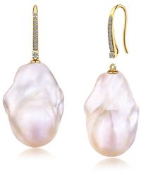 Kai Fine Jewelry - 14K 0.15 Ct. Tw. Diamond & 16-17Mm Pearl Drop Earrings - Lyst