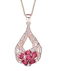 Genevive Jewelry - 18k Rose Gold Vermeil Cz Pendant Necklace - Lyst