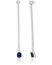 Jewels by Viomo - 14K 8.82 Ct. Tw. Diamond & Sapphire Long Earrings - Lyst