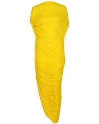 Ferragamo - Asymmetric Draped Midi Dress - Lyst