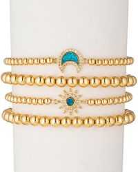 Eye Candy LA - 18k Plated Cz Crystal Moon & Sun Stretch Bracelet Set - Lyst