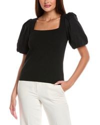 Tahari - Mixed Media Blouson Top - Lyst