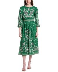 Max Studio - Puff Sleeve Linen-Blend Maxi Dress - Lyst
