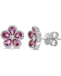 Sabrina Designs - 14K 1.91 Ct. Tw. Diamond & Sapphire Flower Studs - Lyst