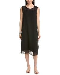 Eileen Fisher - Bateau Neck Silk Midi Dress - Lyst