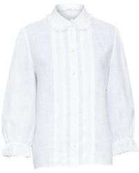 Celine - Linen Ramie Eyelet Ruffled Collar Pleated Shirt, Size Fr (Authentic Pre-Loved) - Lyst