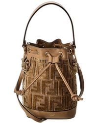 Fendi - Mon Tresor Mini Ff Velvet & Leather Bucket Bag - Lyst