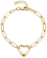 Adornia - 14K Plated Paperclip Chain Outline Heart Bracelet - Lyst