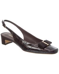 Ferragamo - Rivada Croc-Embossed Leather Slingback Pump - Lyst