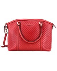 Gucci - Burgundy Microssima Leather Britt Convertible Dome Satchel Medium (Authentic Pre-Loved) - Lyst