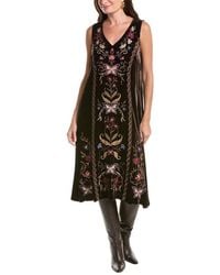 Johnny Was - Velvet V Neck Silk-Blend Tank Dress - Lyst