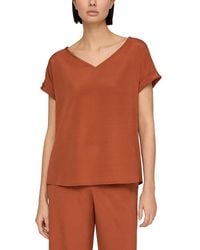 Lafayette 148 New York - Wide V-Neck Cuff Sleeve Silk-Blend Blouse - Lyst