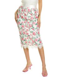 Gracia - Floral-lace Slit-back Bodycon Midi Skirt - Lyst