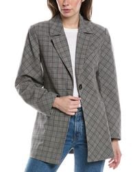 Ganni - Check Mix Fitted Wool-Blend Blazer - Lyst