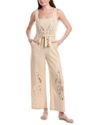 Ellen Tracy - Embroidered Linen-Blend Jumpsuit - Lyst