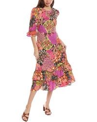 FLORA BEA NYC - Nellee Silk Midi Dress - Lyst