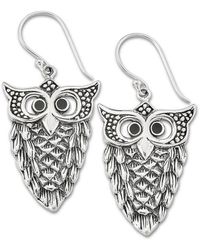 Samuel B. - Silver Black Shell Owl Earrings - Lyst