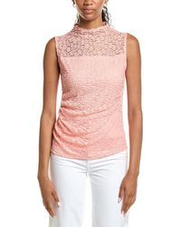 Kenneth Cole - Stretch Lace Drape Mock Neck Tank - Lyst