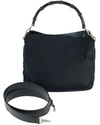 Gucci - Black Nylon & Leather Bamboo Shoulder Bag (authentic Pre-loved) - Lyst