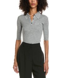 Prada - Ribbed Wool & Silk-Blend Polo Shirt - Lyst