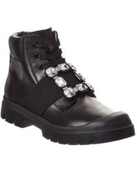 Roger Vivier - Walkaiviv Lace-Up Leather Bootie - Lyst