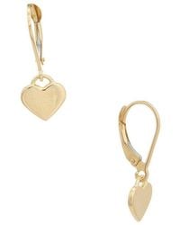 Italian Gold - 14K Heart Leverback Earrings - Lyst