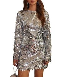 AMINA GLAM - Long Sleeve Mini Dress - Lyst