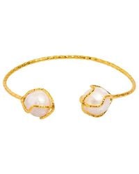 Ebru Jewelry - Cleopatra Plated 0.5In Pearl Cuff Bracelet - Lyst