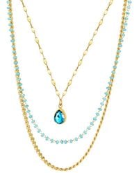 Liv Oliver - 18K Plated 17.50 Ct. Tw. Gemstone Necklace - Lyst