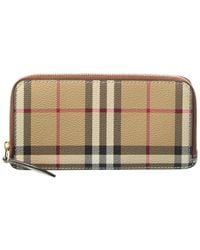 Burberry - Large Vintage Check E-canvas & Leather Card Case - Lyst