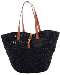 Saint Laurent - Woven Raffia Monogram Panier Basket Tote Medium (Authentic Pre-Loved) - Lyst