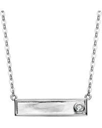 Rachel Glauber - Rhodium Plated Cz Bar Necklace - Lyst