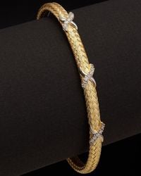 Meshmerise - 18k Over Silver 0.15 Ct. Tw. Diamond Bangle Bracelet - Lyst