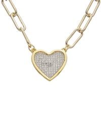 Juvell - 18K Plated Cz Heart Link Necklace - Lyst