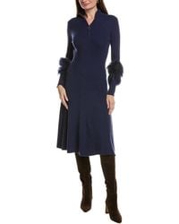 tyler boe - Celia Knit Fur Trim Dress - Lyst
