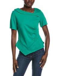 Gracia - Asymmetrical Neck Ruched Detail Solid Top - Lyst