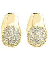 Sterling Forever - 14K Cz Wesley Statement Huggie Hoop Earrings - Lyst