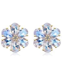 Nina Zhou Jewelry - 14K 4.25 Ct. Tw. Diamond & Moonstone Stud Earrings - Lyst