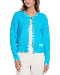 St. John - Ticking Trim Crew Jacket - Lyst