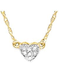 Jane Basch 14k Diamond Heart Necklace - Metallic