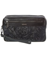 Versace - Barocco Jacquard & Leather Pouch - Lyst