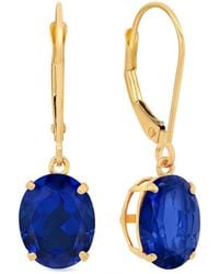 MaxColor - 14k 5.60 Ct. Tw. Lab-grown Blue Sapphire Dangle Earrings - Lyst