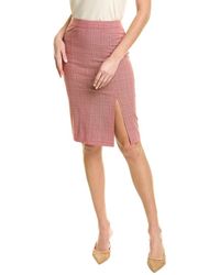 Pink Tartan - Front Slit Wool-blend Pencil Skirt - Lyst