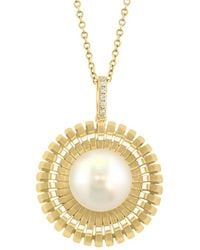 Effy Fine Jewelry - 14K 0.02 Ct. Tw. Diamond & 9.5Mm Pearl Necklace - Lyst