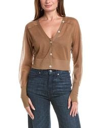 Kenneth Cole - Sheer Saddle Shoulder Crop Cardigan - Lyst