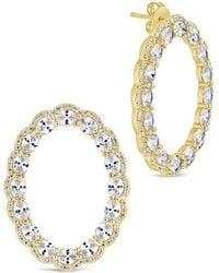 Sterling Forever - Cz Rosario Oval Stud Earrings - Lyst