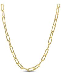 Italian Silver - 18K Over Polished Paperclip Chain Necklace - Lyst