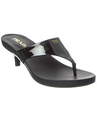Prada - Open-Toe Leather Sandal - Lyst