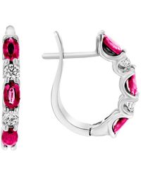 Diana M. Jewels - Fine Jewelry 14k 2.00 Ct. Tw. Diamond & Ruby Hoops - Lyst